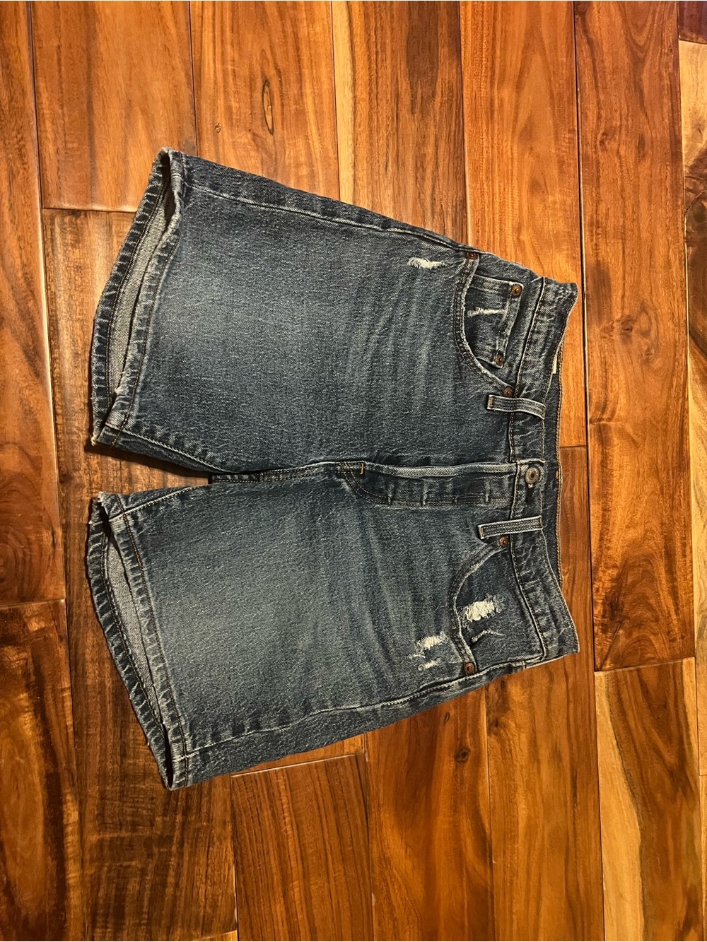 Levi's Distressed Dark Blue Denim Shorts